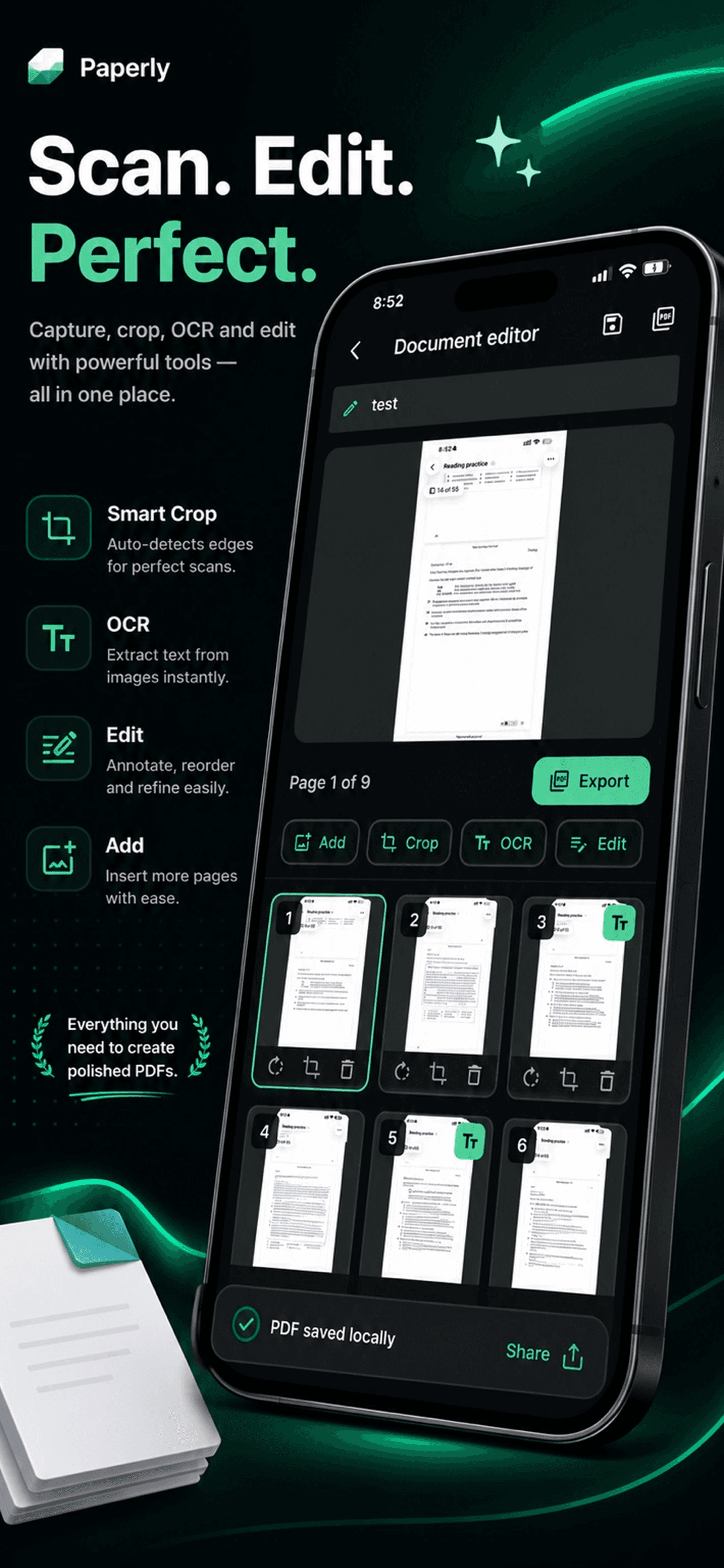 Capture pages that look like finished documents.